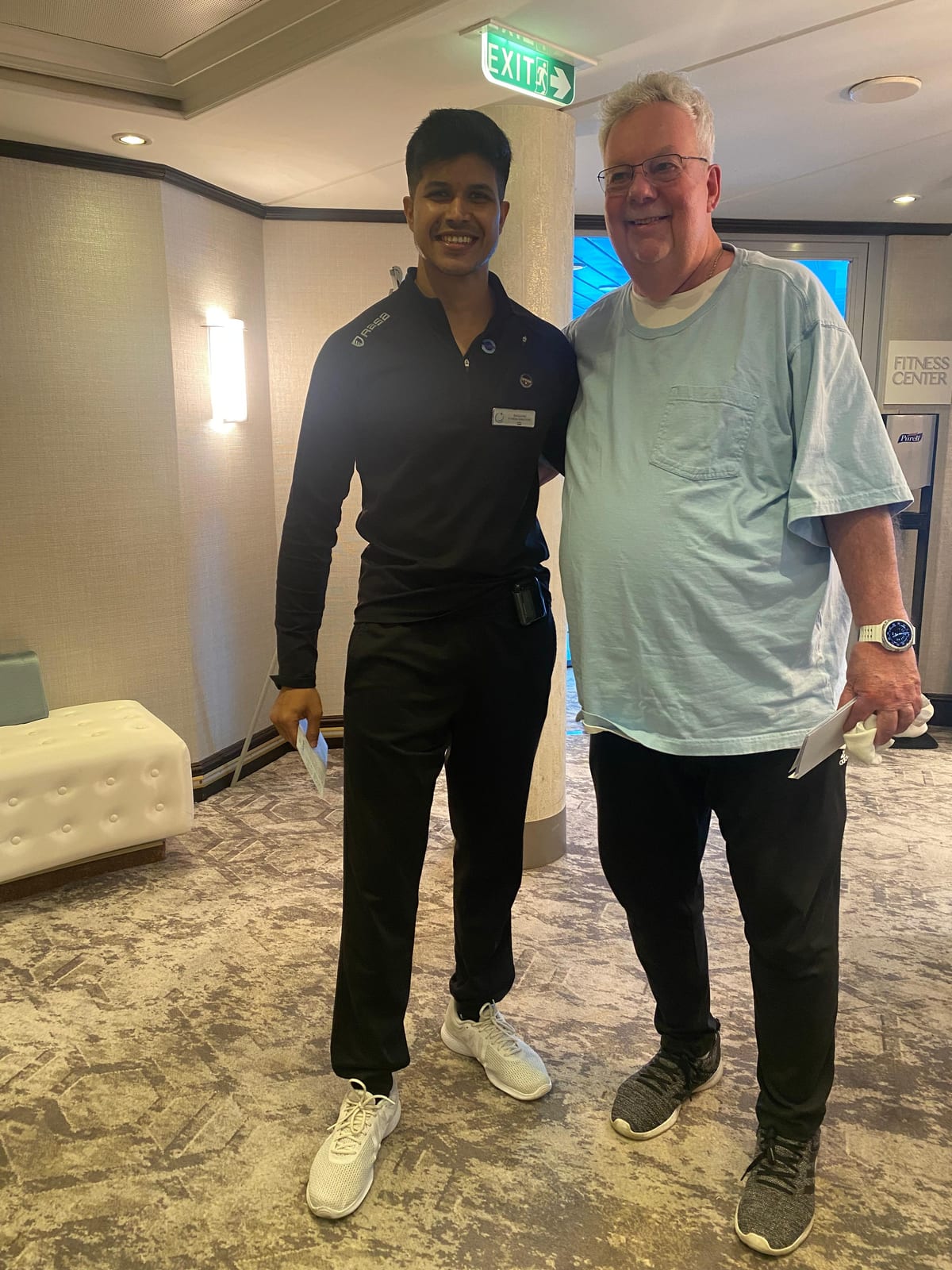Bassam with a fitness guest